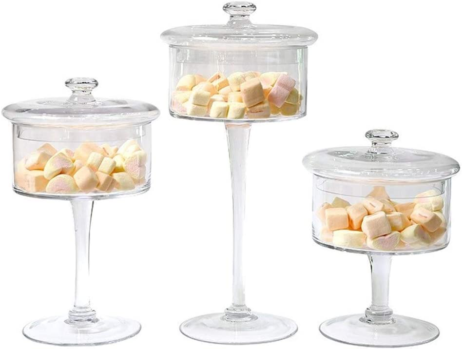 High Pastry Display Stand Wedding Dessert Fruit Tray Glass Dust Cover Candy Chocolate Jar Living Room Decoration Food Container (8 Inch)