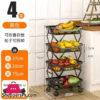 Kitchen Foldable Rack Fruit Vegetable Rack On Wheel Storage Stand Cart Trolley Bathroom Washroom Shelving Rack 4 - Layers