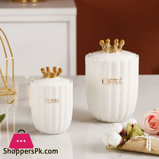 Kitchen Luxury Crown Gold Stand Seasoning Jar Spice Storage Jar Set of 8