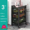 Kitchen Rotating Trolley Portable Storage Rack Square Design Fruits & Vegetable Onion Basket Organizer Holder Stand for Kitchen - 3 Tier
