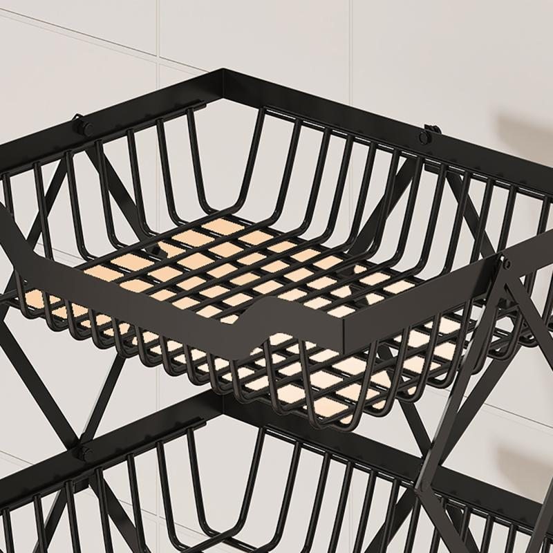 Kitchen Foldable Expendable Rack Fruit Vegetable Rack On Wheel Storage Stand Cart Trolley Bathroom Washroom Shelving Rack 5 - Layers