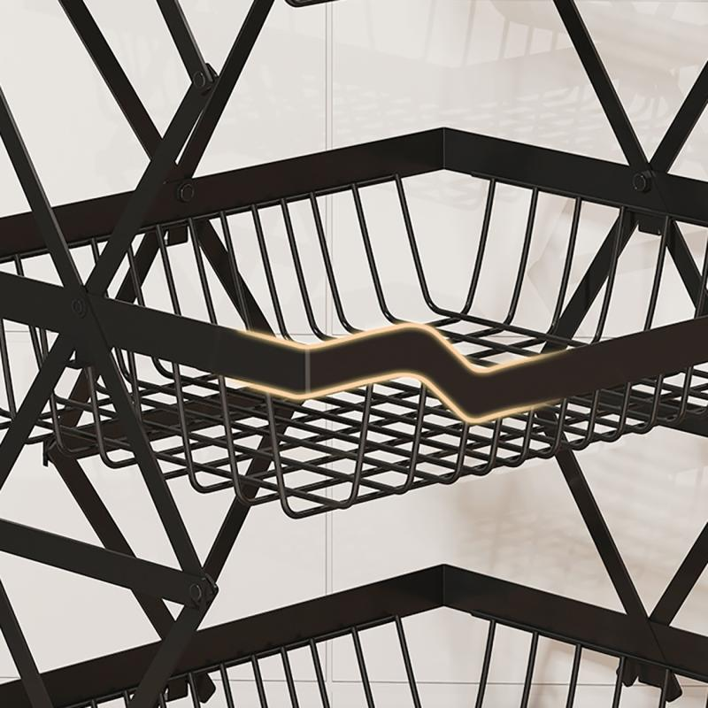 Kitchen Foldable Expendable Rack Fruit Vegetable Rack On Wheel Storage Stand Cart Trolley Bathroom Washroom Shelving Rack 5 - Layers