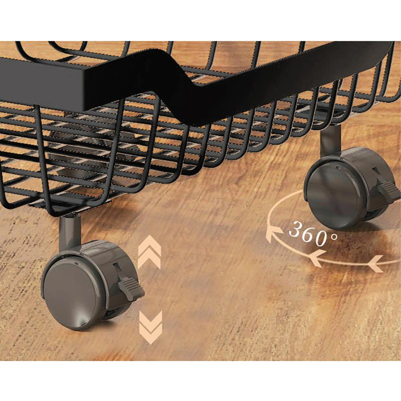 Kitchen Foldable Expendable Rack Fruit Vegetable Rack On Wheel Storage Stand Cart Trolley Bathroom Washroom Shelving Rack 5 - Layers