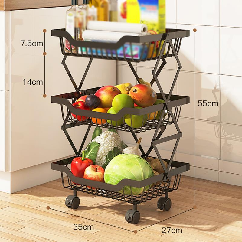 Kitchen Foldable Rack Fruit Vegetable Rack On Wheel Storage Stand Cart Trolley Bathroom Washroom Shelving Rack 3 - Layers 26 Kitchen Foldable Rack Fruit Vegetable Rack On Wheel Storage Stand Cart Trolley Bathroom Washroom Shelving Rack 3 - Layers
