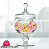 Low Footed Stylish Glass Candy Jar 8 X 4 Inch