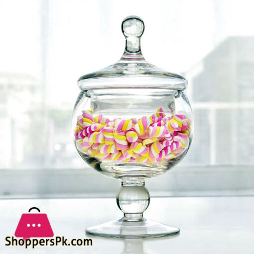 Low Footed Stylish Glass Candy Jar 8 x 4 Inch