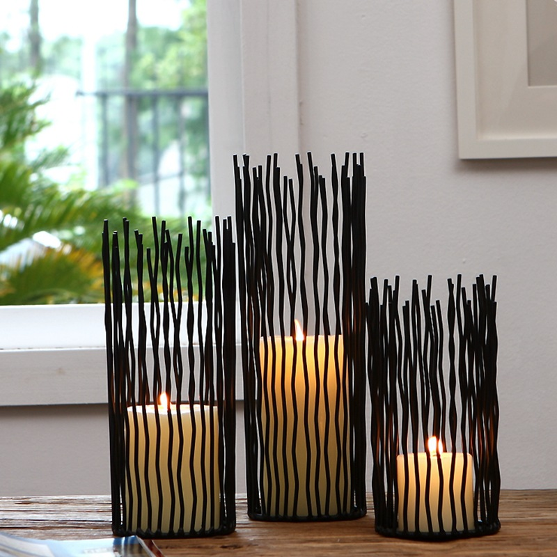 Nordic Rod Iron Candle Holders Table Vases Europe Modern Centro De Mesa Tealight Holder Small Length - 10 Inch