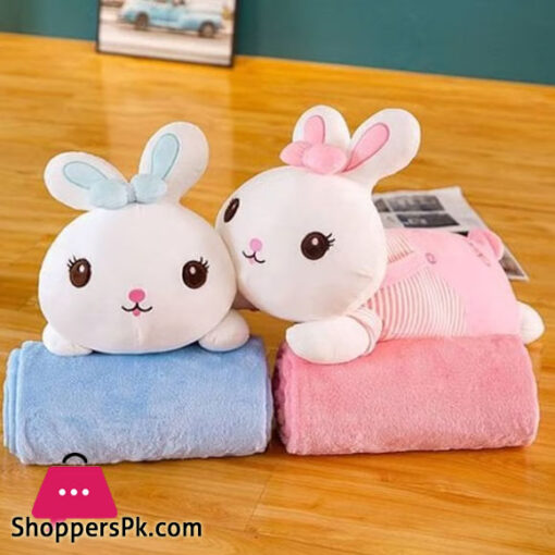 Plush Toy Rabbit Pillow Stuffed Bunny Rabbit Pillows on the bed With Blanket