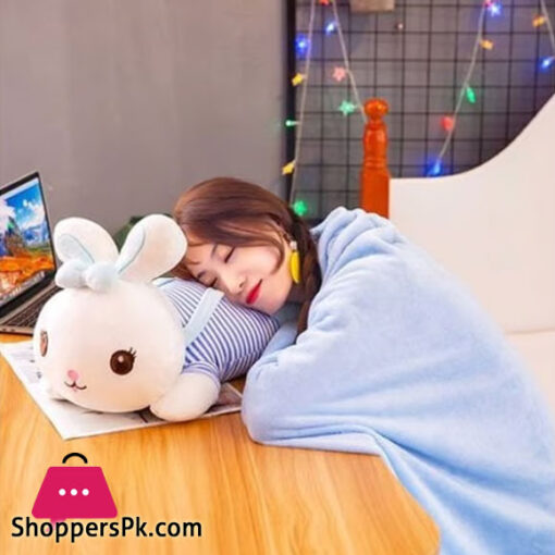 Plush Toy Rabbit Pillow Stuffed Bunny Rabbit Pillows on the bed With Blanket