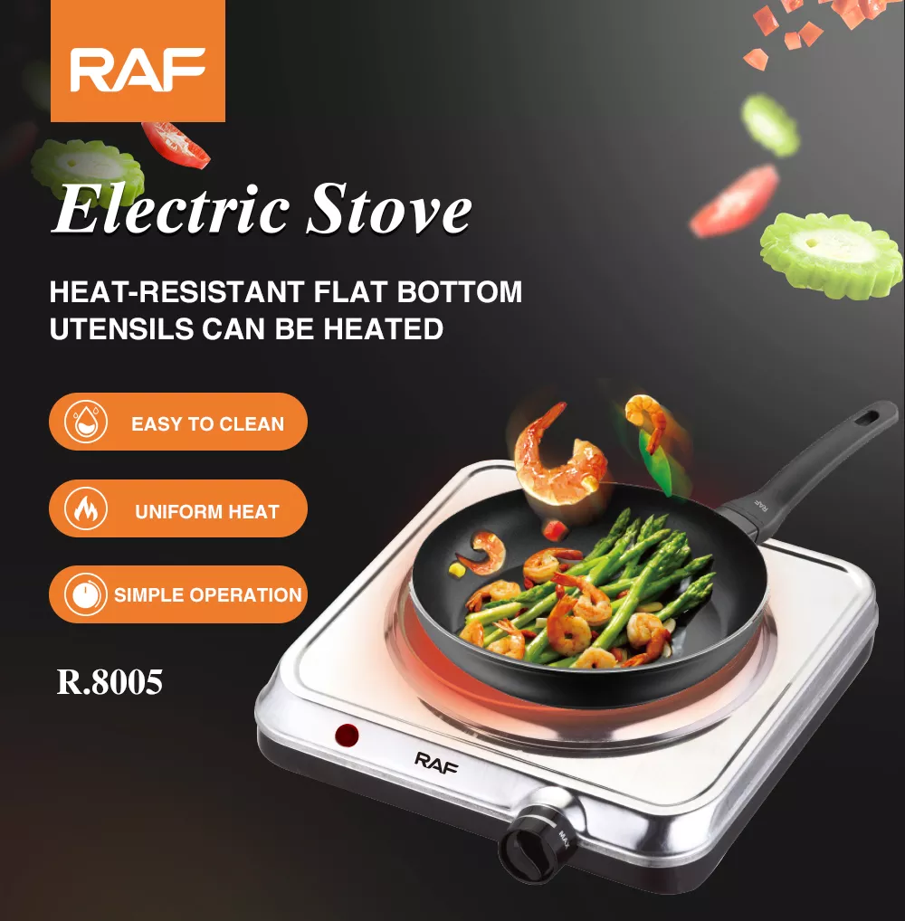 Raf Stainless Steel Electric Hot Burner Solid Hot Plate Countertop Single Flat Burner Hot Plate - R-8005
