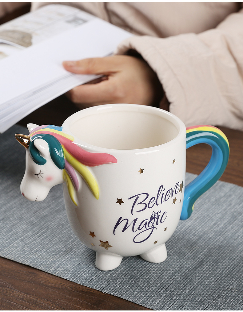 Rainbow Unicorn Mugs Ceramic Coffee Tea Milk Cups Porcelain Tumblers For Girl Women Gift