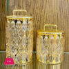 Round Gold Mesh Acrylic Airtight Cookie Canister Set Of 2