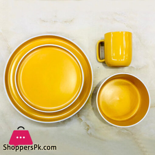 Shoppers Basics Stoneware Breakfast Set Dinnerware Set Sunshine Yellow 16 Piece Service for 4