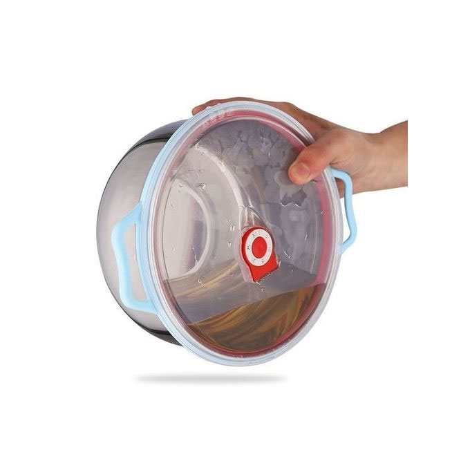 Stainless Steel Set Of 3 Food Container With Plastic Lid Size :14 / 16 / 18 Cm