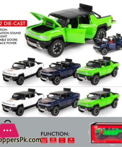 1: 24 GMC Hummer EV SUV Alloy Car Model Diecasts Metal Off-Road Vehicles Sound Light Open and Closed Canopy Toy Model Kids Gift