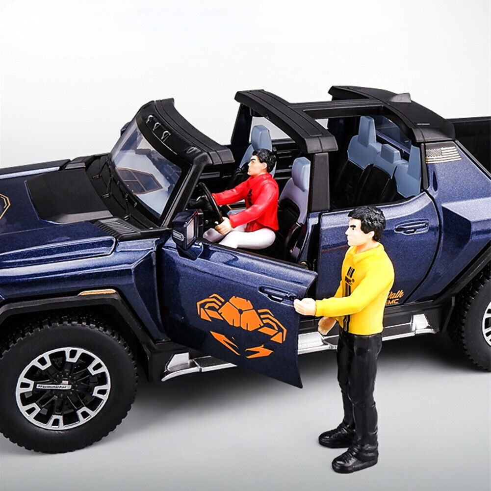 1: 24 GMC Hummer EV SUV Alloy Car Model Diecasts Metal Off-Road Vehicles Sound Light Open and Closed Canopy Toy Model Kids Gift