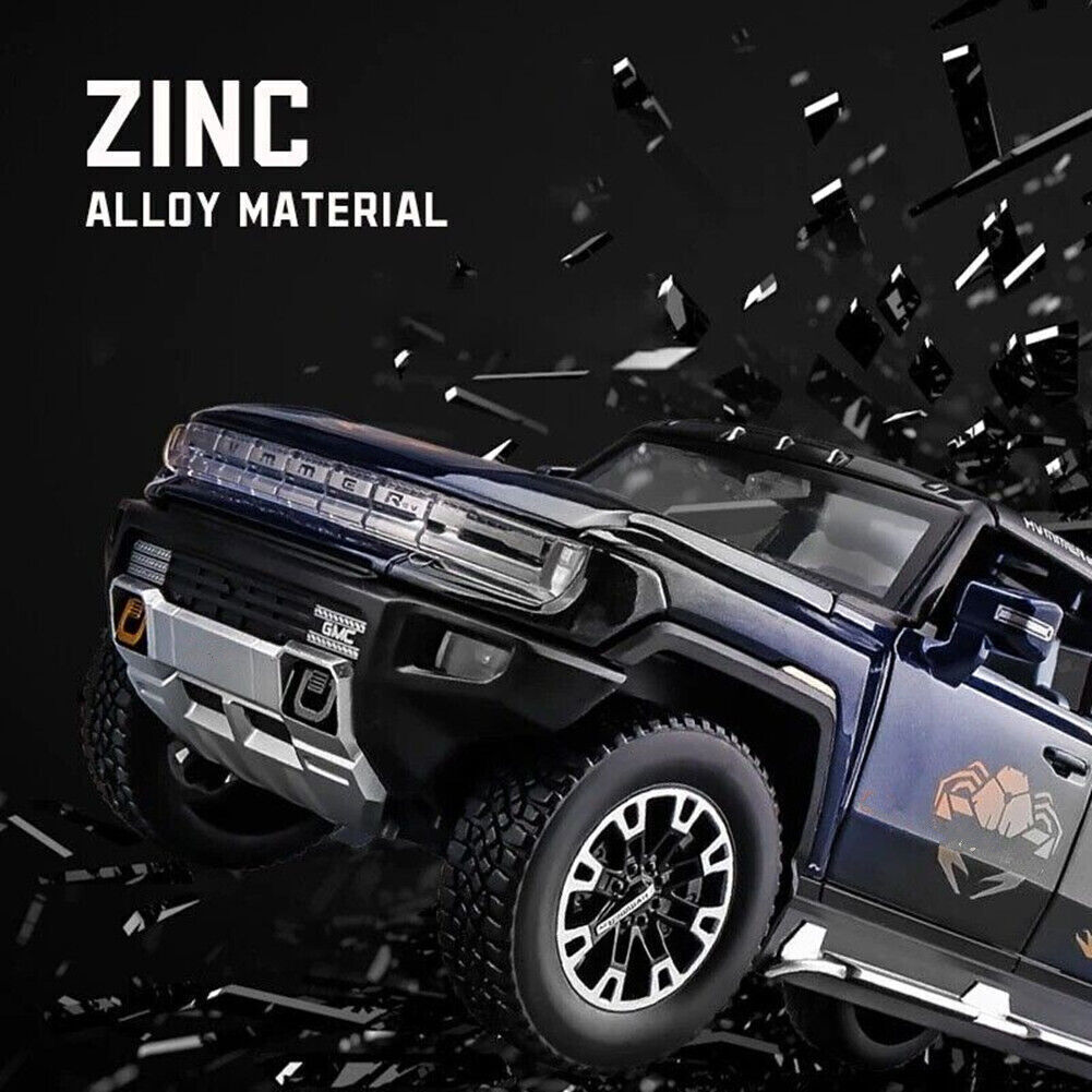 1: 24 GMC Hummer EV SUV Alloy Car Model Diecasts Metal Off-Road Vehicles Sound Light Open and Closed Canopy Toy Model Kids Gift