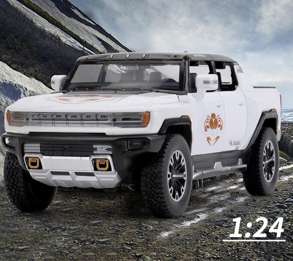 1: 24 Gmc Hummer Ev Suv Alloy Car Model Diecasts Metal Off-Road Vehicles Sound Light Open And Closed Canopy Toy Model Kids Gift