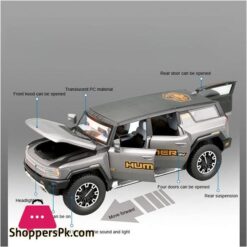 124For Gmc Hummer Ev Suv Alloy Car Model Diecasts Metal Off Road Vehicles Sound Light Open And Closed Canopy Toy Model Kids Gift Color Yellow Size 2