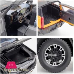 124For Gmc Hummer Ev Suv Alloy Car Model Diecasts Metal Off Road Vehicles Sound Light Open And Closed Canopy Toy Model Kids Gift Color Yellow Size 2