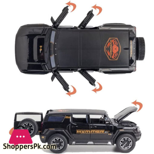 1:32 GMC Hummer EV SUV Alloy Car Model Diecasts Metal Off-Road Vehicles Sound Light Open and Closed Canopy Toy Model Kids Gift