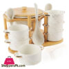 16-Piece Soup Set With Wooden Stand - White