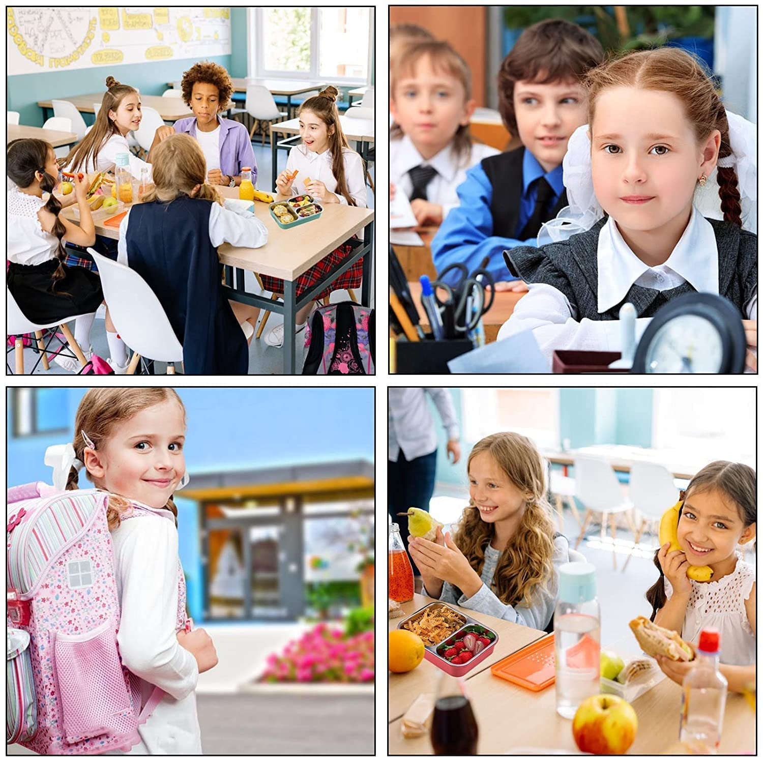 3 Compartment Stainless Steel Lunch Boxes With Removable Inner Plate Reusable Microwave Freezer Safe Food Containers For Adults And Kids Multicolor