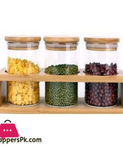 3-Pcs Condiments Rack With Airtight Glass Jars 320 Ml - Image 2