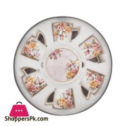 MK157 Flower White Cup Saucer Set 6 Piece