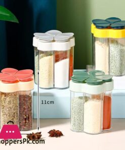 Aosbset Combination Seasoning Jar with Lid 5 In 1 Transparent Spice Box Salt Pepper Seasoning Jars Spice Shaker Seasoning Bottle Suit for Kitchen