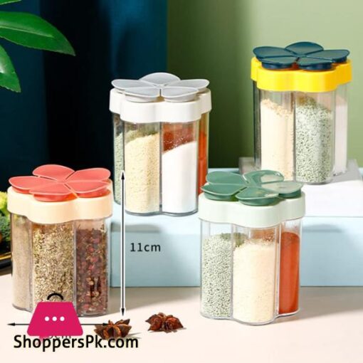 Aosbset Combination Seasoning Jar with Lid 5 In 1 Transparent Spice Box Salt Pepper Seasoning Jars Spice Shaker Seasoning Bottle Suit for Kitchen