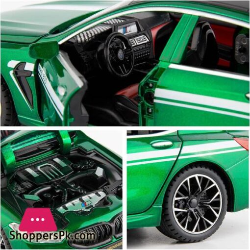 WAKAKAC Diecast Model Car for 124 BMW M8 Alloy Toy Car Pull Back Toy Vehicle with Sound and Light Door Can Be Opened for Boys Girls Festival Birthday GiftGreen
