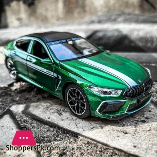 WAKAKAC Diecast Model Car for 124 BMW M8 Alloy Toy Car Pull Back Toy Vehicle with Sound and Light Door Can Be Opened for Boys Girls Festival Birthday GiftGreen