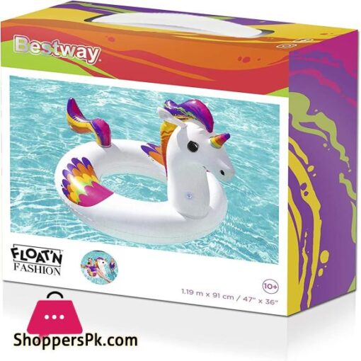 Bestway BW36159 Fantasy Unicorn Pool Float Inflatable Rubber Ring for Kids and Adults