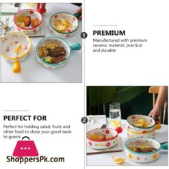 Topbathy Ceramic Baking Pan With Handles Salad Bowl Milk Pot Baking Dish Dessert Bowl Porcelain Cake Pan Lasagna Pan Brownie Pan For Cooking Cake Dinner Kitchen