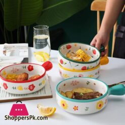 Topbathy Ceramic Baking Pan With Handles Salad Bowl Milk Pot Baking Dish Dessert Bowl Porcelain Cake Pan Lasagna Pan Brownie Pan For Cooking Cake Dinner Kitchen