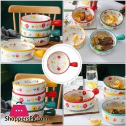 Topbathy Ceramic Baking Pan With Handles Salad Bowl Milk Pot Baking Dish Dessert Bowl Porcelain Cake Pan Lasagna Pan Brownie Pan For Cooking Cake Dinner Kitchen