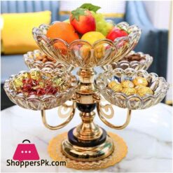 Fruit Stand Fruit Bowl Crystal Glass Multi Layer Fruit Plate Creative Snack Candy Plate Size L