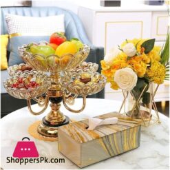 Fruit Stand Fruit Bowl Crystal Glass Multi Layer Fruit Plate Creative Snack Candy Plate Size L