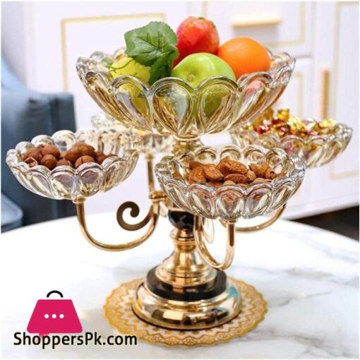 Fruit Stand Fruit Bowl Crystal Glass Multi layer Fruit Plate Creative Snack Candy Plate Size L