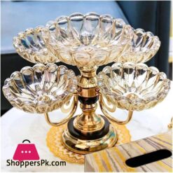 Fruit Stand Fruit Bowl Crystal Glass Multi Layer Fruit Plate Creative Snack Candy Plate Size L