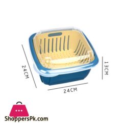 Bellylady Double Tier Storage Box With Lid Household Refrigerator Fruit Vegetable Drain Basket