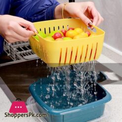 Bellylady Double Tier Storage Box With Lid Household Refrigerator Fruit Vegetable Drain Basket