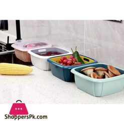 Bellylady Double Tier Storage Box With Lid Household Refrigerator Fruit Vegetable Drain Basket