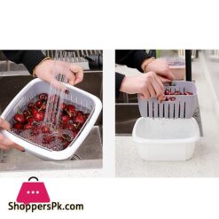 Bellylady Double Tier Storage Box With Lid Household Refrigerator Fruit Vegetable Drain Basket