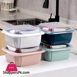 Bellylady Double Tier Storage Box With Lid Household Refrigerator Fruit Vegetable Drain Basket