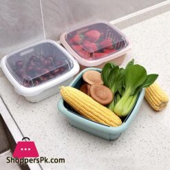 Bellylady Double Tier Storage Box With Lid Household Refrigerator Fruit Vegetable Drain Basket