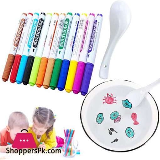 Magical Water Painting Pen Magic Doodle Drawing Pens 812 Colors Set Painting Floating Marker Pens Doodle Water Floating Pens with 1pcs Ceramic Spoon for Kids Adult Gift 12 Colors
