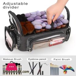 Makeup Case Professional Makeup Bag For Artist Cosmetic Brush Storage Holder Organizer Travel Portable With Adjustable Dividers Medium Clear