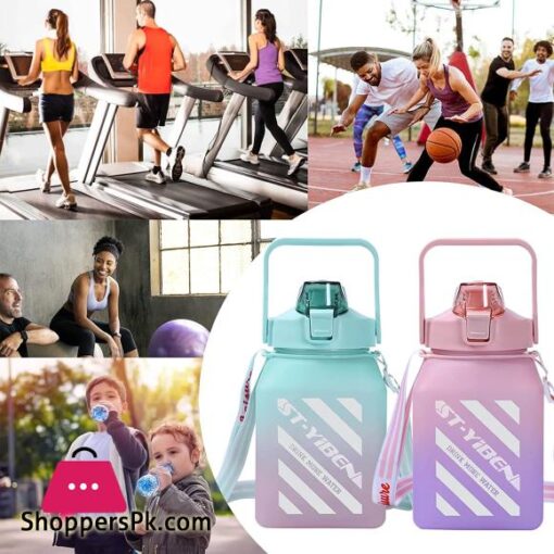 1500ML Large Cute Water Bottle with Straw Square Kawaii Water Bottles Portable Big Belly Drinking Water Bottle with Three Dimensional Sticker Sports Bottle for Girls Kids Adult for Gym School Outdoor